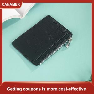 【CANAMEK】 Mini thẻ tín dụng Ví ID chủ thẻ người đàn ông của ví nhỏ mỏng tay áo dây kéo ngắn đồng xu Ví