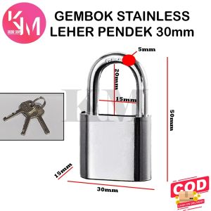 Gembok Pagar Stainless Anti Karat Anti Maling Ukuran 30mm40mm50mm60mm Gembok Leher Panjang Pendek