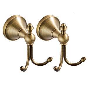 Kim loại Móc áo khoác tường khăn treo treo đôi prongs móc đồng thau cổ điển móc treo tường móc kim loại móc áo phần cứng