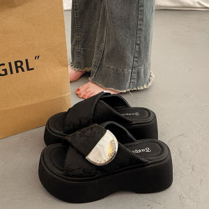 [Free Shipping] Elegant Thick-Soled Sandals For Women To Pair With Skirts Fashionable Summer Outdoor Wear 2025 New Height-Increasing Slippers For Going Out