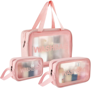 (1harga dapat 3bag )Waterproof Cosmetic Bag Makeup bag Transparent Storage Bath Bag Hand Printed Portable Wash Bag bag jalan jalan