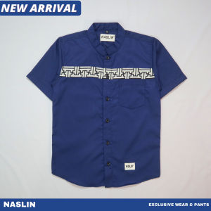 Baju Koko Anak Laki - laki Lengan Pendek Usia 4-15 Tahun sd smp Hitam Motif Falcon