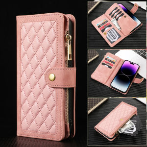 Zipper Leather Wallet Card Solt Case For iPhone 14 15 Pro Max 13 12 Mini 11 X XS XR 6 6s 7 8 Plus SE2022 Bags Book Purse Cover