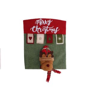 YERZ Santa Claus Snowman Christmas Seat Cover Cartoon Reusable Chair Back Covers Xmas Decorations Colorful Chair Protector Home