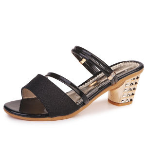FAMEOY Womens Pointed Toe Block Heel Sandals Korean Sandals Heels 2.5 Inches #611