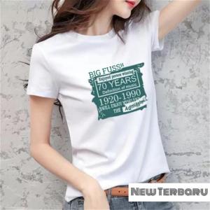 BAYAR DI TEMPAT(COD)-Kaos Oblong Wanita BIG FUSS 0037 Distro Cewek Atasan Kekinian Murah Lengan Pendek Tumblr Tee Casual T-shirt Cotton Combed Tshirt Pakaian Olahraga Santai Remaja Dewasa Abg