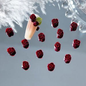 Aksesoris Kuku 30Pcs Camellia Merah Gelap Glow in The Dark DIY Kuku Mawar Malamhari