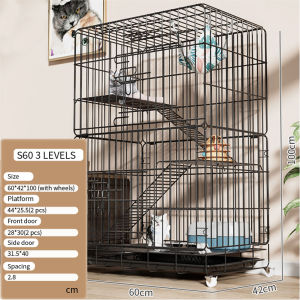 【5Y Warranty】Foldable Cat Cage 4 Layer Cat House With Wheels Heavy Duty Pet Cage Cat Thickened Large Carrier Easy Assemble(S/M/L/XL Size)