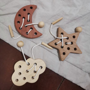 3Pcs Wooden Lacing Threading Toys Montessori Airplane Travel Game Toys Wood Block Puzzle Fine Motor Skills Activity Learning Educational Gift for Toddlers Baby Kids 3 4 5 Years Old