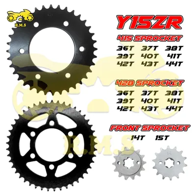 415 / 428 Y15 / Y16 / FZ150 Yamaha Spoket Depan / SPOKET Belakang Tebal Hitam Heavy Duty Motor Kualiti Terjamin Rantai Hyper Long Life MOTORSIKAL MOTOR RATIO