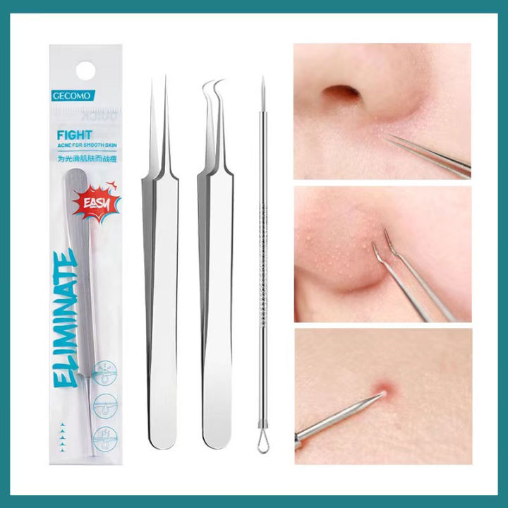 Stainless Steel Acne Needle UltraFine Tweezers Blackhead