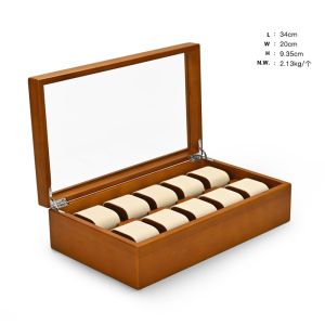Oirlv 10 Slot Wooden Watch Box Men Women Mechanical Watches Wristwatch Storage Organizer Box Birthday Gift Display Case X048