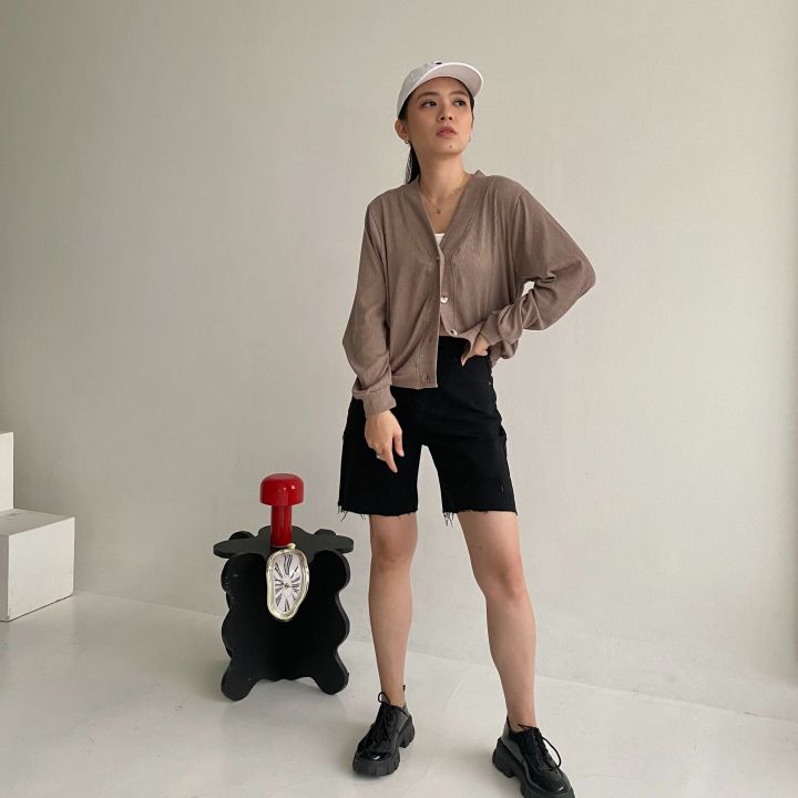 Peach Poppy CANDY Knit Top Cardigan - Atasan Cardi Wanita Baju Panjang Knitwear