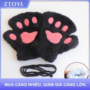 【ZTOYL】 Đáng yêu sang trọng mèo claw Paw găng tay sang trọng găng tay sang trọng ấm mềm sang trọng ngắn ngón tay Fluffy gấu găng tay trang phục nửa ngón tay găng tay