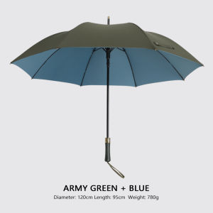 Classic Double Layer Umbrella Men Leather Cover Wooden 120cm Large Long Umbrellas 8K Windproof