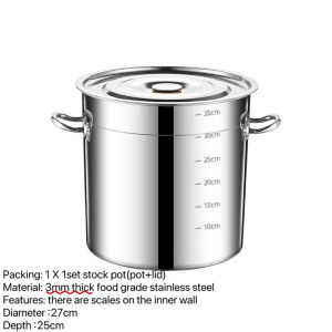 Large stainless steel stock pot makapal set pot for induction cooker pots and pan for cooking set pail bucket with cover soup pot soup dispenser soup container insulated food container stainless high pot casserole rice container cooking utensils setBINLU