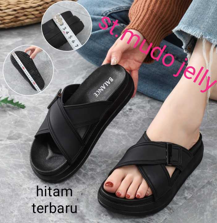 Sandal Selop Wanita Dewasa Jelly Tali Silang Trend Kekinian 2024 Bisa