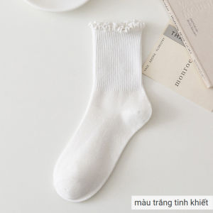 Màu Trơn Đống Tất Cotton Xuân Thu Mỏng Nhật Bản JK Tất Nữ Lolita Mary Jane Giày Nữ Giữa bắp Chân Tất