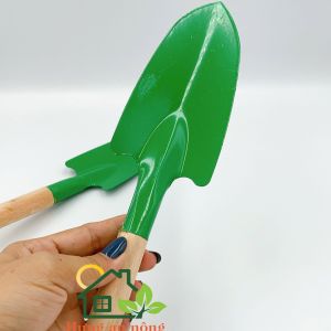 Xẻng thép cán gỗ mini dụng cụ hỗ trợ làm vườn dài 26cm