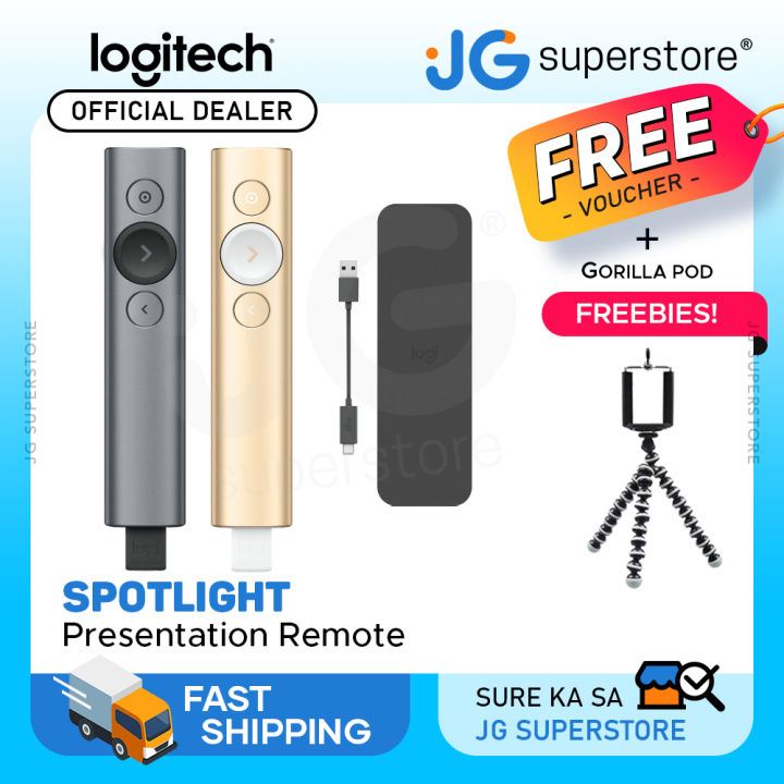 Logitech Spotlight Presentation Remote Advanced Digital Highlighting with Bluetooth, Universal Presenter Clicker, 30m Range and Quick Charging | JG Superstore