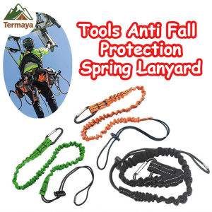 Termaya Tools Lanyard Tools Anti Fall Protection with Aluminium Self Lock Carabiner and Stretch Cord Tool Lanyard