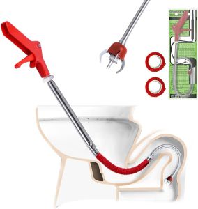 Aozzy Toilet Snake Clog Remover Toilet Auger Grabber Tool Plumbing Snake for Toilet Stainless Steel Telescoping Toilet Auger Grabber Tool with Claw Picker Toilet Snake for Grab/Unclog Block