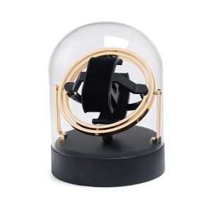 Luxurious Classy Gold Astronomy Watch Winder Storage Organiser Accessory Holder Box Case Display Automatic Stunning Rotation Silent Motor Clear Transparent Solid Glass Cover Favourite Men Boyfriend Hubby Husband Gift Present Wedding Anniversary Organizer