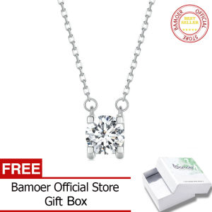 BAMOER D Color VVS1 EX 1.0CT Moissanite Necklace for Women Wedding 925 Sterling Silver Pendant Neck Chain Fashion Jewelry MSN005