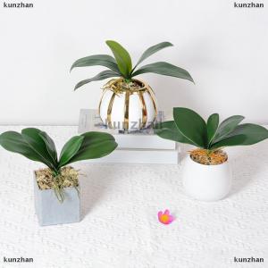 [COD] kunzhan Orchid Leaves Artificial Phalaenopsis Stems Leaf Faux Cymbidium Flower Foliage Green Real Touch Latex Bulk Home Decor