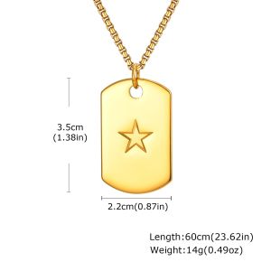 Kemstone Mens Stainless Steel Pentagram Geometric Dog Tag Hip Hop Necklace Trendy Pendant