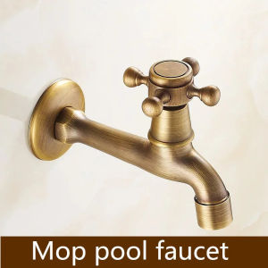 Garden Faucet Bathroom Bib Antique Brass Wall Mount Single Cold R Taps Outdoor Washing Machine Mop Tap Toilet Faucet