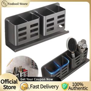 【24Hours Shipped】 Aluminum Toothbrush Holder Waterproof Multifunctional Bathroom Shelves Large Capacity Electric Shaver Storage Rack Comb Brush Hair Dryer Organizer