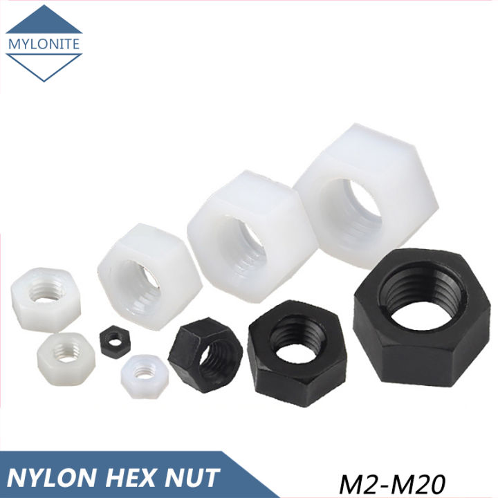 M2 M3 M2.5 M4 M5น็อตพลาสติก M6 M8 M10 M12 M14 M16 M20 M18สีดำสีขาว