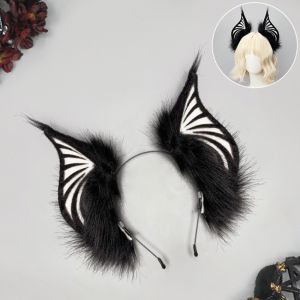 MINIAT Soft Bat Headband Anime Style Plush Bat Ears Headband Comfortable Elastic Band Plush Headband Halloween Party