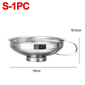 1/2ชิ้นช่องปากกว้างอเนกประสงค์สแตนเลสสตีลของเหลวกรวยพร้อมที่จับแยมน้ำสลัดแกดเจ็ตสำหรับครัวบ้าน