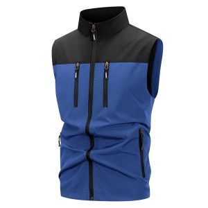 Mens Lightweight Softshell Vest with Zipper Pockets Windproof Sleeveless Jacket for Hiking Golf Outdoor Outwear Windbreaker2026