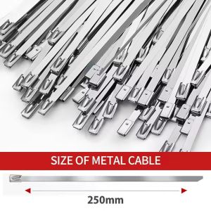 100Pcs Stainless Steel Zip Ties Heavy Duty Self-locking Fixed Fence Cable Ties Wire Binding Straps Fence Exhaust Wraps Fastening Ring