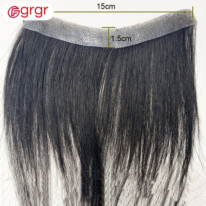 Fgrgr Hair Toupee for Men Bangs Hair Wig Piece Trimmable Adhesive