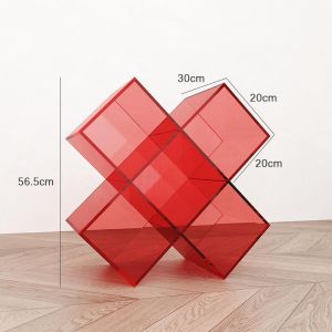 UrbanSpace SG- Transparent Simple Bookend Shelf Desktop Acrylic Magazine Storage Light Luxury Home Living Room Side Table Floor Storage Rack