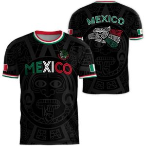 [Local Stock] VCC Mexico National Flag Print T Shirt For Men Funny 3D Eagle Pattern Short Sleeve Tees Outdoor Football Sports Clothing Casual Tops