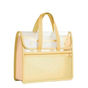 PLLEWY Transparent File Storage Bag PP Double Layer Document Storage Bag Storage Bag Large Capacity Transparent Handheld Folder Office Use