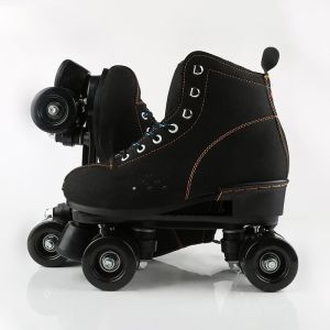 Adult Roller Skates Double Row PU Wheels Cowhide Leather for Outdoor and Indoor Skating