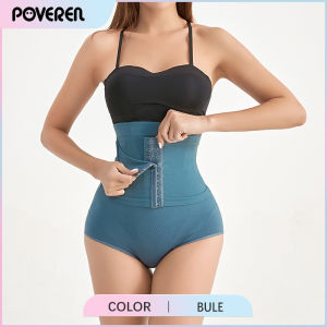POVEREN  Seamless High Waist Boxer Shaperwear Waist Trainer Womens Corset Breasted Strong Flat Belly Panties Plus Size Body Shaper