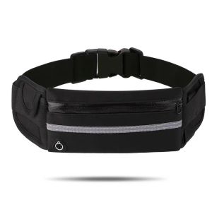 Reflective Running Belt with Water Bottle Holder & Headphone Port – Adjustable Fitness Waist Pack