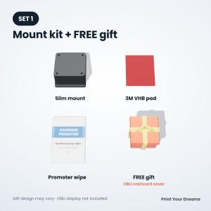 OBU Display Slim Mount | Low Profile 14° Bracket | ERP 2.0 | 3M VHB + Promoter Wipe | FREE OBU Cashcard Cover