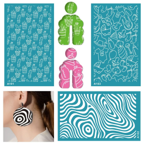 Clay Templates Flower Style No-Adhesive Silk Screen Printing Templates Reused Templates Transfer for Earring Making