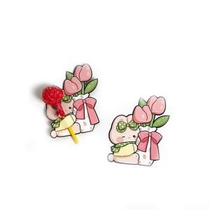 FDGFGG 10Pcs Rabbit Bear Pattern Lollipop Decorative Paper Card INS Korean Lollipop Package Card Cartoon DIY Packaging Candy Holder Minimart Store Shop