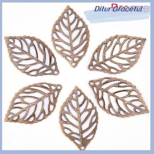 Ditur 50PCS Charm Filigree Hollow Leaves Pendant DIY Jewelry Making Leaves Metal Craft