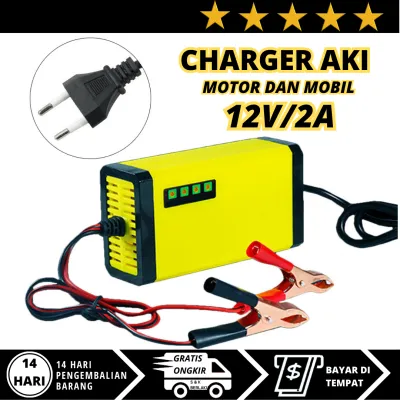 Cas/Charger Aki Portable | Otomatis & Cepat 12V untuk Motor & Mobil | Untuk Perawatan & Darurat | Pintar + 6 Indikator LED