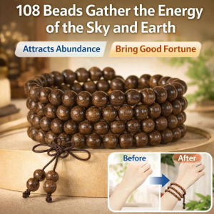 Golden Nanmu Wood Buddhist Prayer Beads Bracelet 108 Beads Natural Spiritual Mala Meditation Positive Energy Handmade Wooden Bracelet Men Women